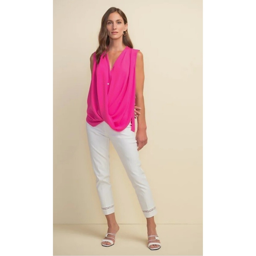 Lush Draped Surplice Blouse Women XL Pink Excellent Sleeveless‎ V-Neck Top